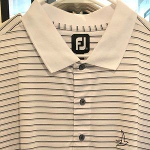 FootJoy Performance Golf Shirt, XXL, white with black stripes